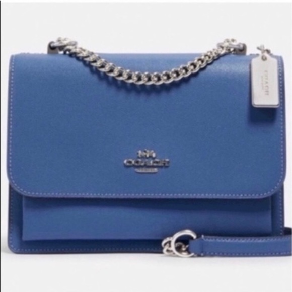 NWT COACH Klare Blue/Silver Leather Chain Strap Crossbody Shoulder Bag. - Picture 2 of 15